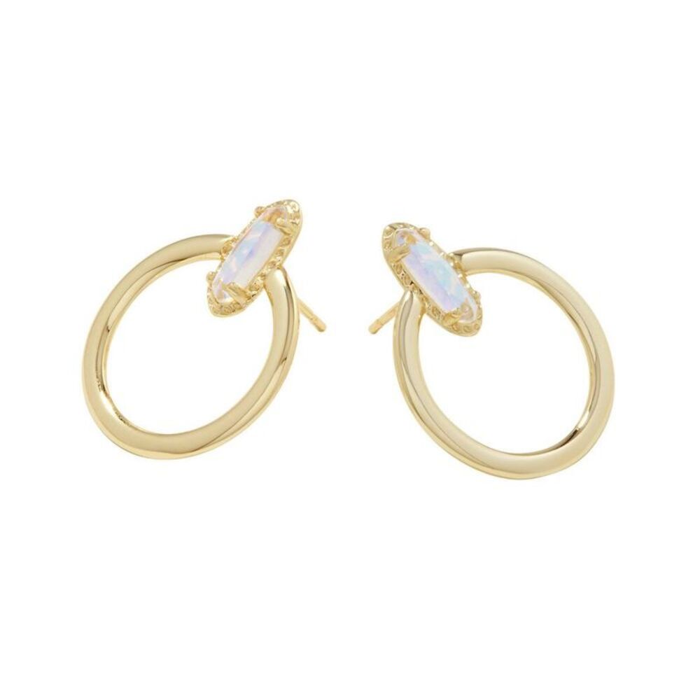 Kendra Scott Gold Hoop Earrings with Opalescent Stones